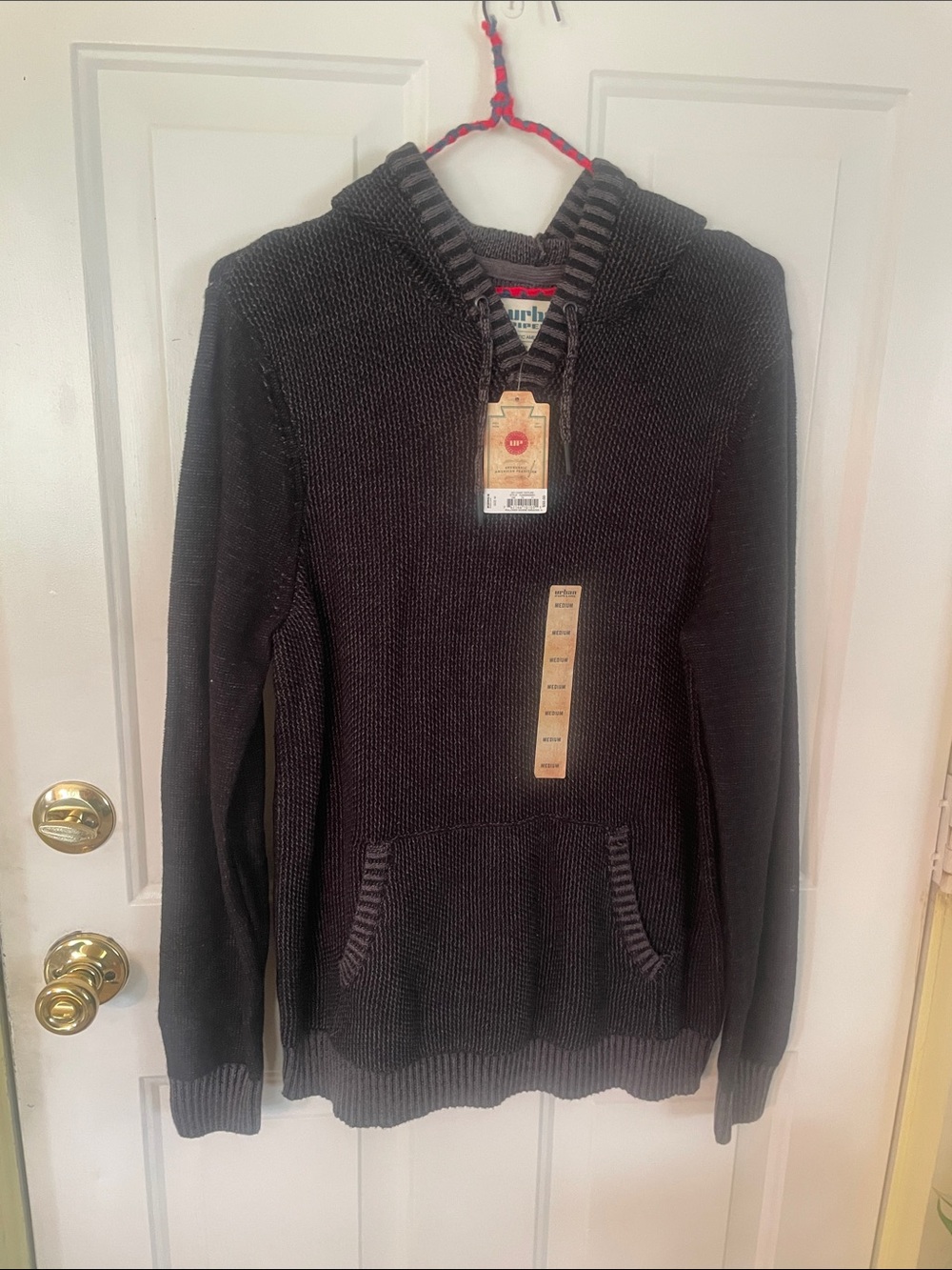 urban pipeline Black V-Neck Hooded Knit Sweater